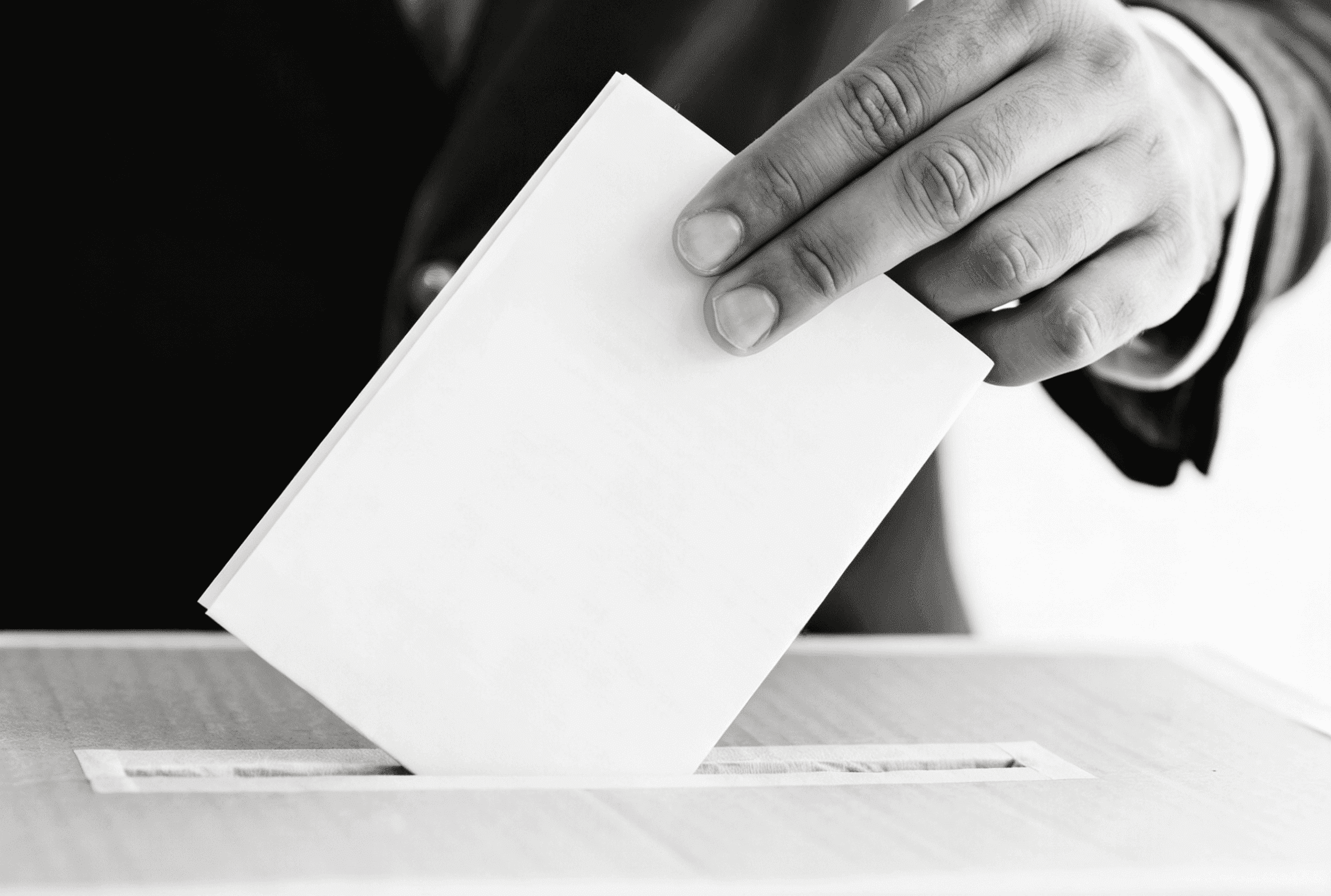 Ballot paper being placed into a voting box